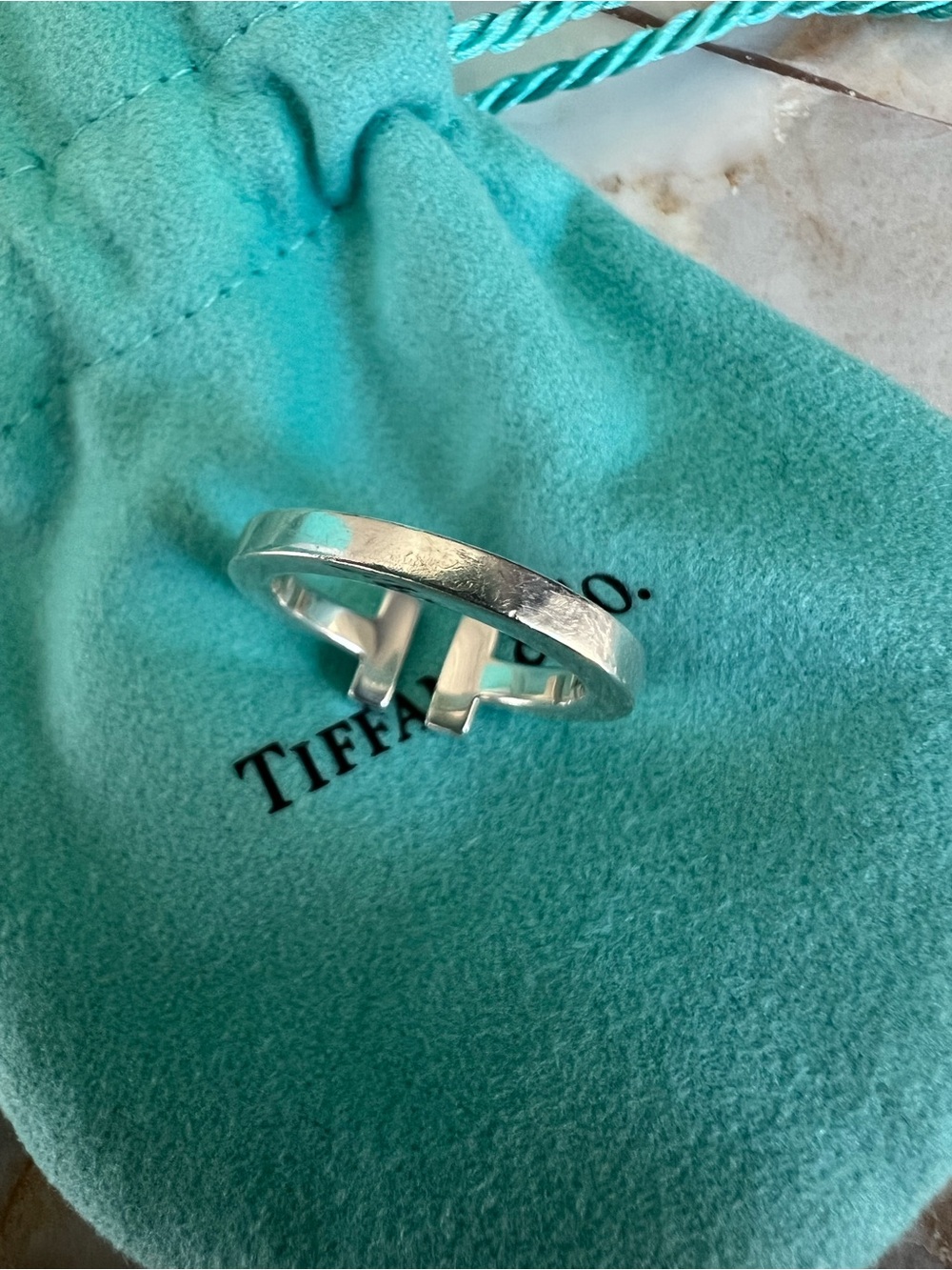 Tiffany & Co. Sterling Silver Open T Ring Size US 7 - Picture 4 of 5